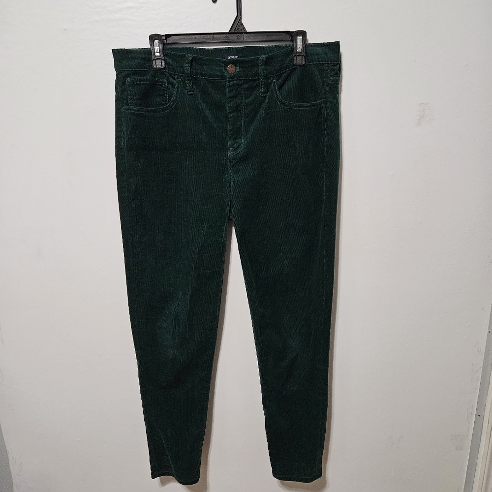 J. Crew City Fit Emerald Green Corduroy Pants Women’s Size 31 Stretch B16